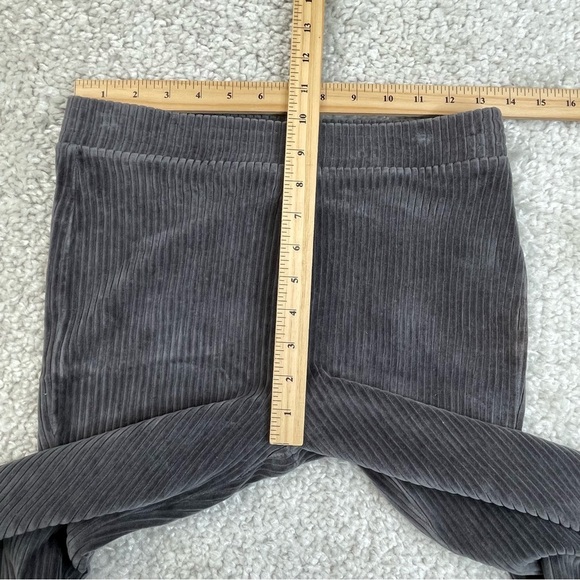 Aerie Gray Ribbed Flare Pants Velour Pull On Med Long ALTERED to 29.5” inseam - Picture 7 of 8